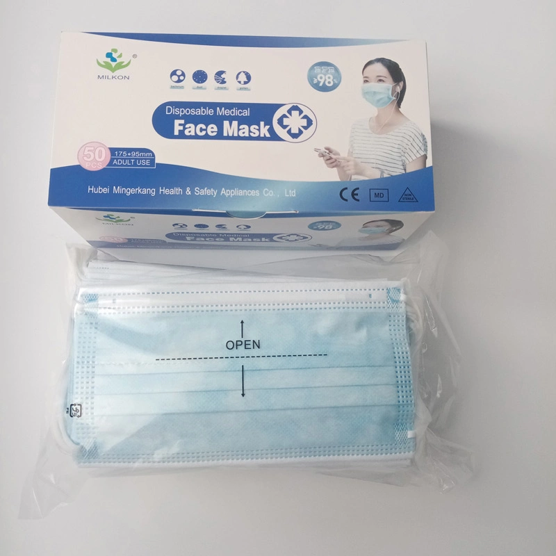 CE Surgical Mask En14683 Type Medical Iir Mascara Masc 3ply Isolation Disposable Face Mask Surgical Flat Face Mask