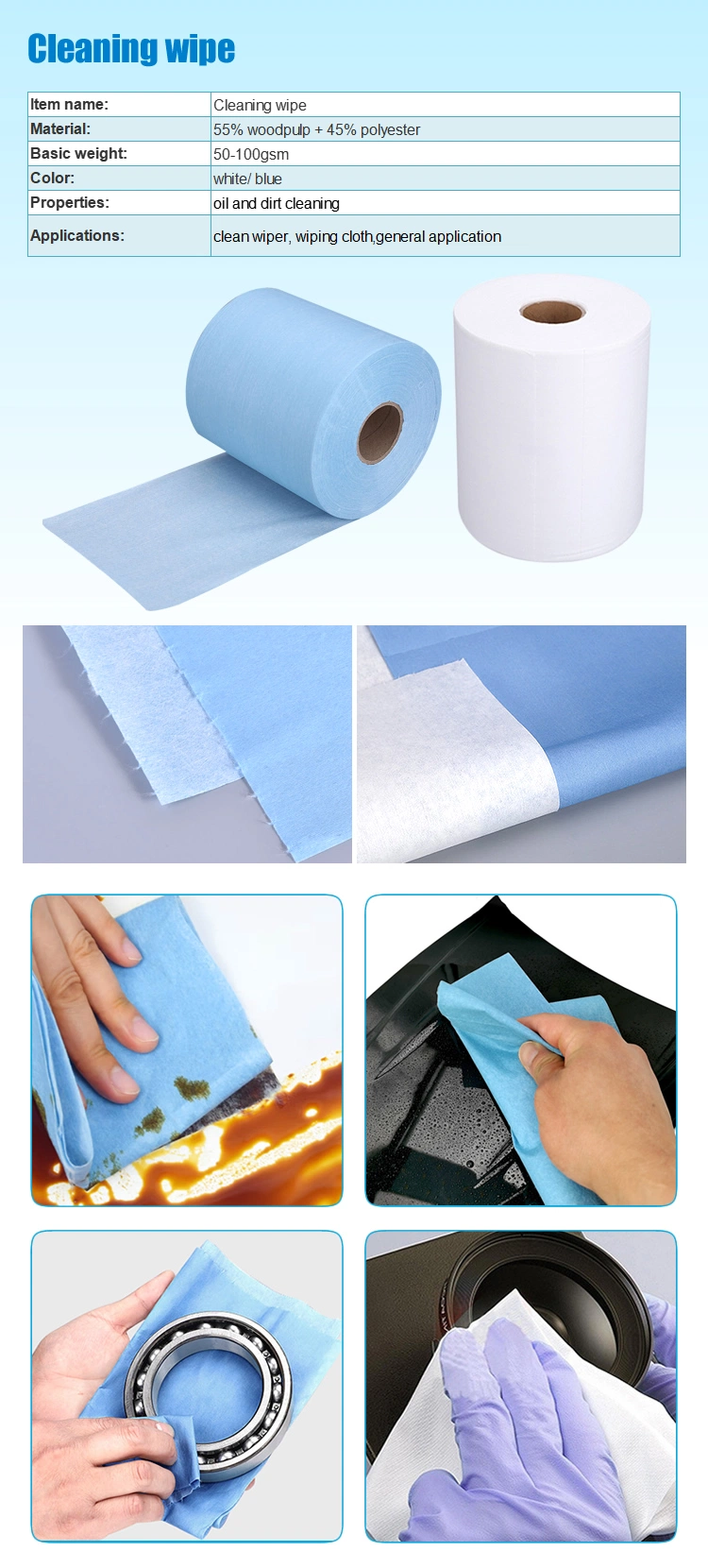 Universal Absorbent Roll Oil and Liquid Absorb Meltblown Nonwoven Clean Wipe